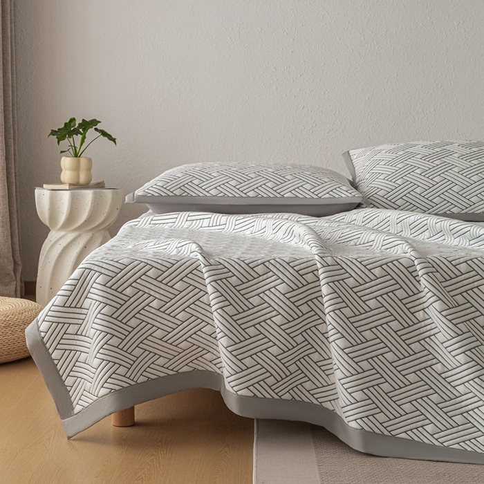 91家纺网 家纺一手货源 找家纺 （总）欧邦 2025新款加厚PE中分子凉感豆豆软席极简系列