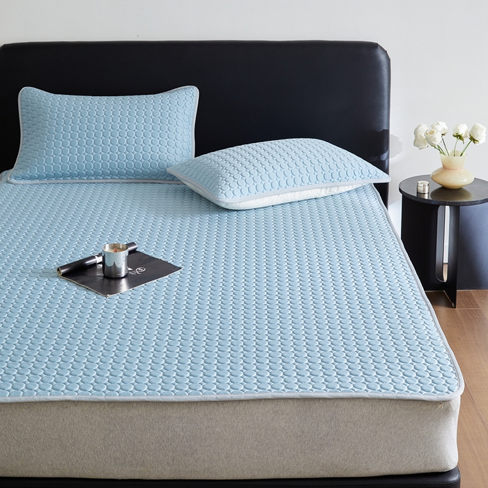 91家纺网 家纺一手货源 找家纺 傲蕾良品 2025新款雪精灵极爽冰丝硅胶凉席 湖水蓝