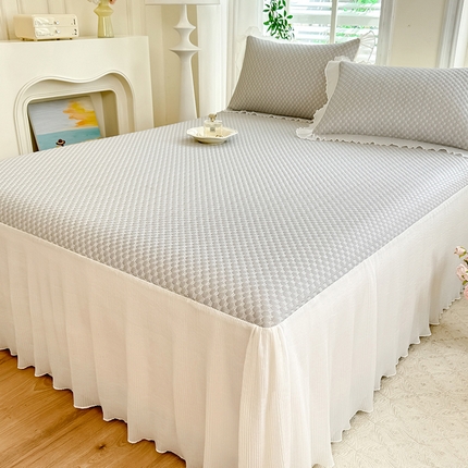 逸尚阁  2025新款凉豆豆床裙凉席三件套 冰豆豆-银光灰