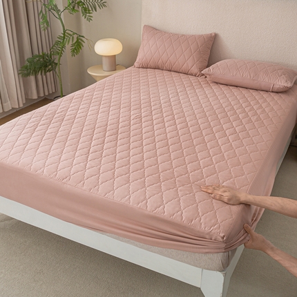 漫仙阁家纺2025新款防水夹棉床笠 豆沙粉