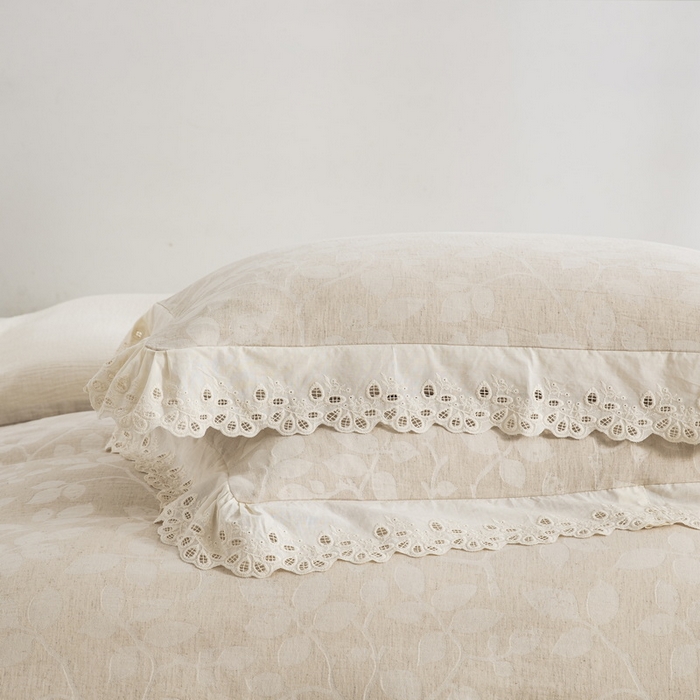 91家纺网 家纺一手货源 找家纺 （总）鲁爱家纺供货 2025新款AB版棉麻花边款四件套