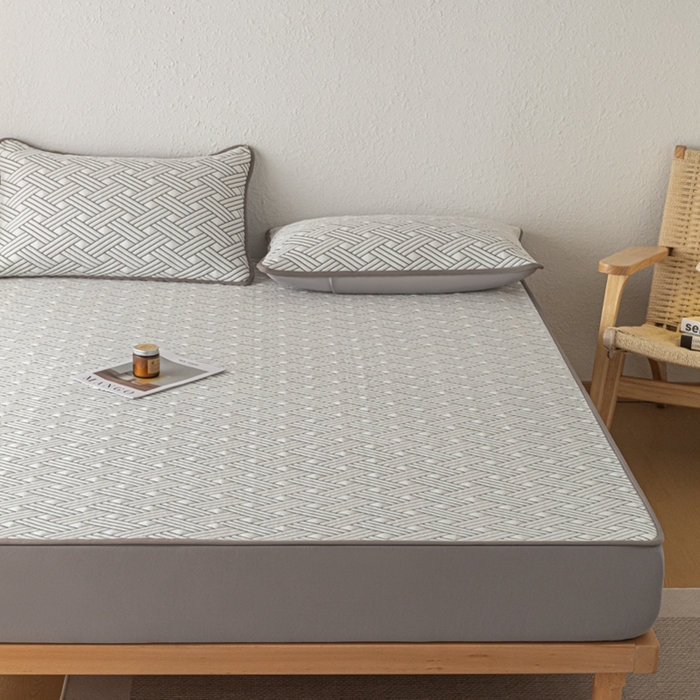 91家纺网 家纺一手货源 找家纺 欧邦 2025新款加厚PE中分子凉感豆豆软席极简系列 极简-灰【床笠款】