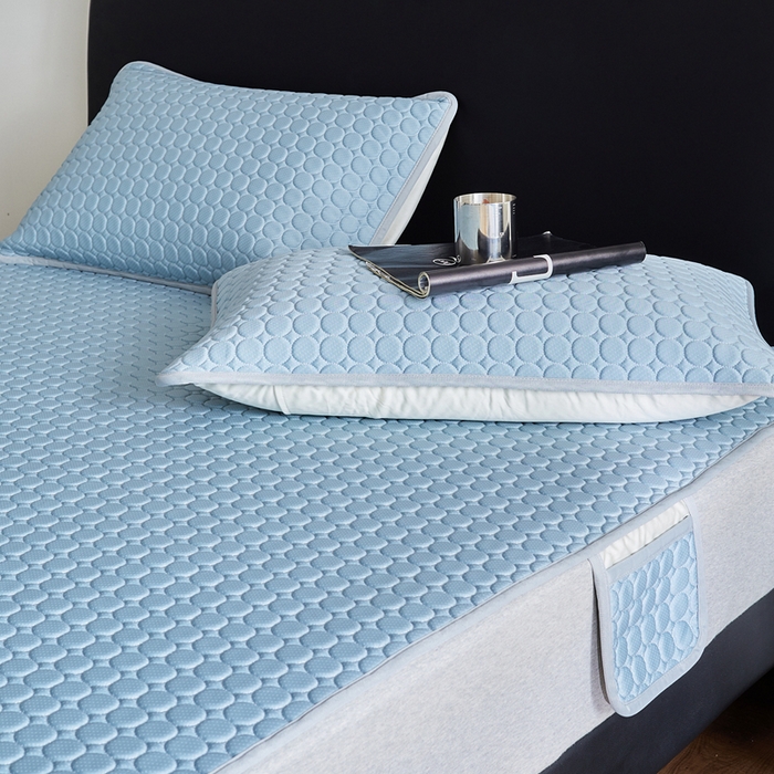 91家纺网 家纺一手货源 找家纺 傲蕾良品 2025新款雪精灵极爽冰丝硅胶凉席 湖水蓝