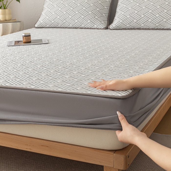 91家纺网 家纺一手货源 找家纺 欧邦 2025新款加厚PE中分子凉感豆豆软席极简系列 极简-灰【床笠款】