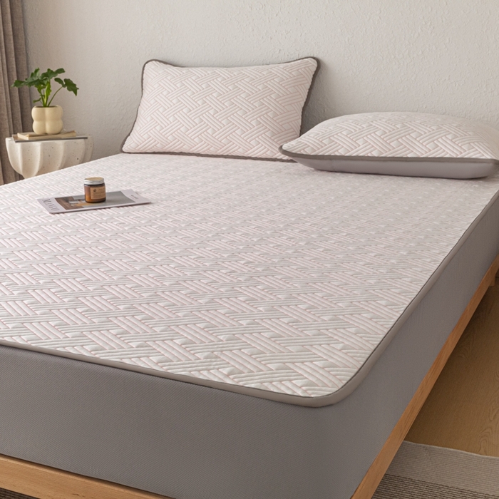 91家纺网 家纺一手货源 找家纺 欧邦 2025新款加厚PE中分子凉感豆豆软席极简系列 极简-粉【床笠款】