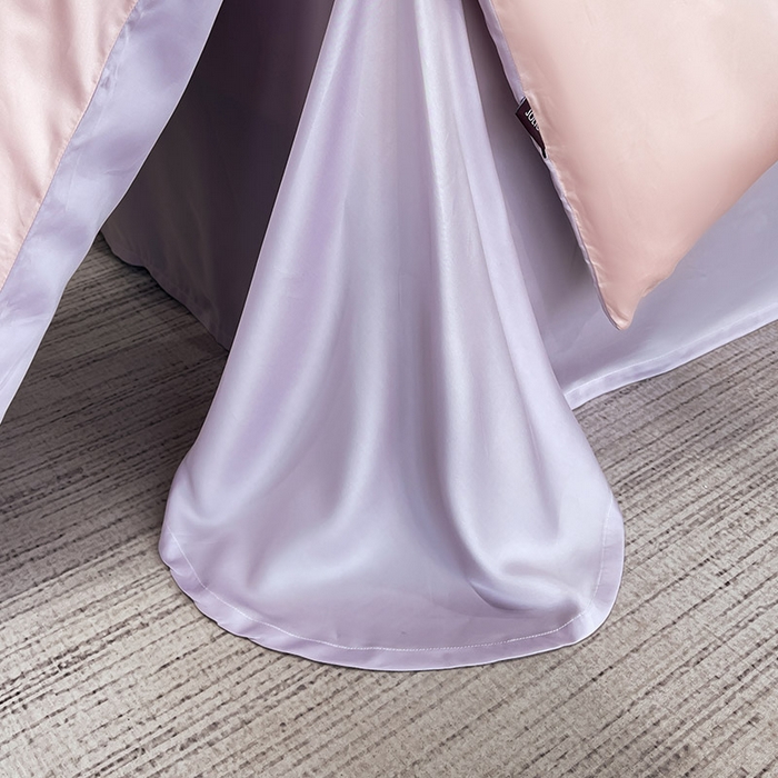 91家纺网 家纺一手货源 找家纺 （总）【A类100支兰精天丝】夏季轻奢风真丝四件套拼色纯色简约凉感冰丝绸床上用品