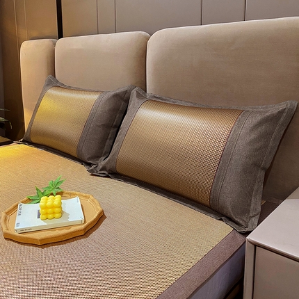 芯宜佳 2025新款夏季冰藤单人枕套 咖色冰藤