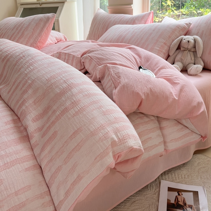 91家纺网 家纺一手货源 找家纺 （总）菡宝 2025新款a类母婴级纯棉全棉纯棉色织三层纱提花四件套支持定制定做尺寸