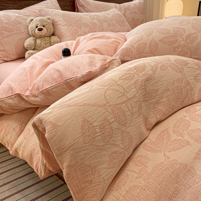 91家纺网 家纺一手货源 找家纺 （总）菡宝 2025新款a类母婴级纯棉全棉纯棉色织三层纱提花四件套支持定制定做尺寸