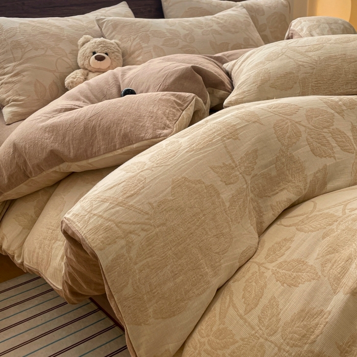 91家纺网 家纺一手货源 找家纺 （总）菡宝 2025新款a类母婴级纯棉全棉纯棉色织三层纱提花四件套支持定制定做尺寸