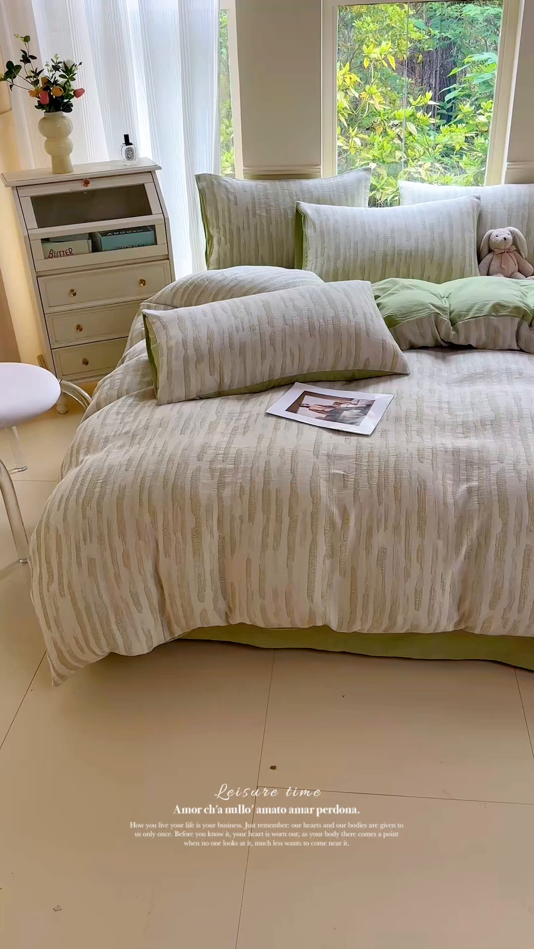 91家纺网 家纺一手货源 找家纺 菡宝 2025新款a类母婴级纯棉全棉纯棉色织三层纱提花系列四件套 艾瑞-绿