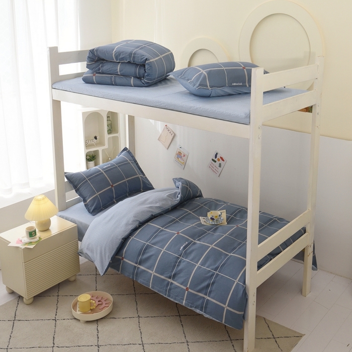 91家纺网 家纺一手货源 找家纺 （总）茗婷家纺 2025款13372纯棉全棉宿舍上下铺学生三件套六件套