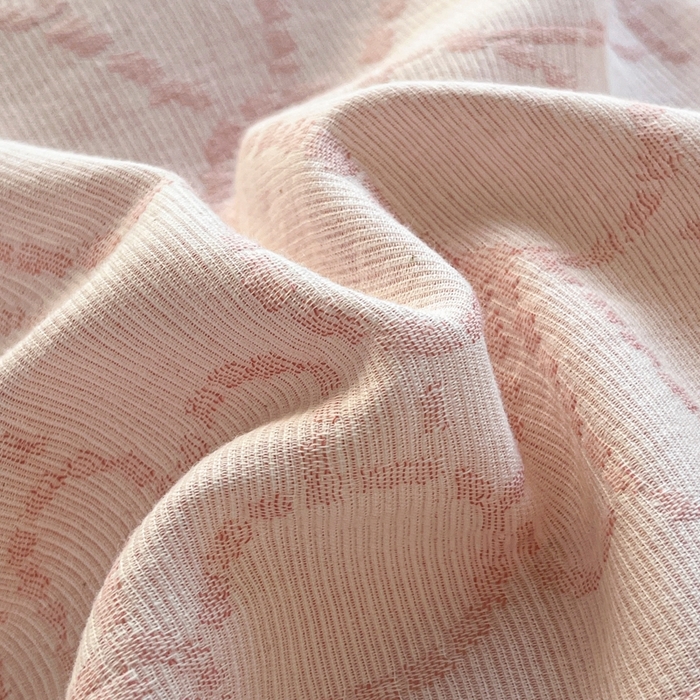 91家纺网 家纺一手货源 找家纺 菡宝 2025新款a类母婴级纯棉全棉纯棉色织三层纱提花系列四件套 洛可可-粉