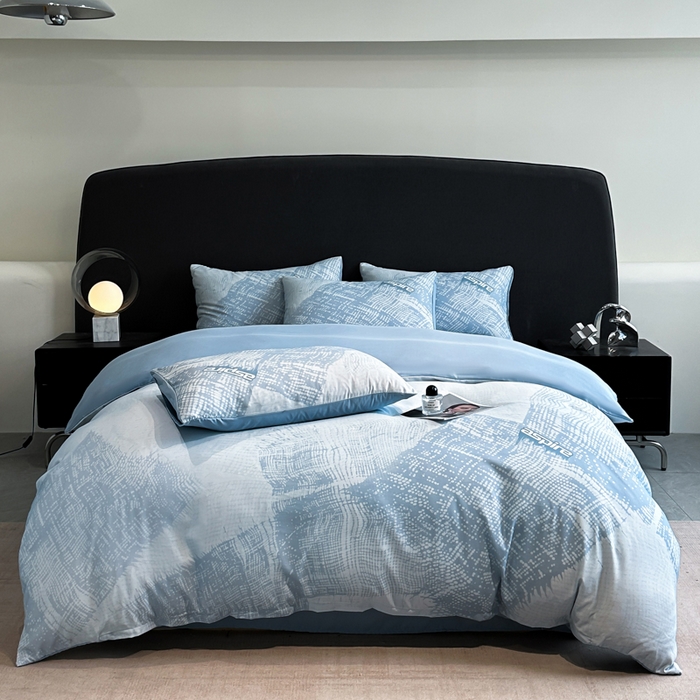 91家纺网 家纺一手货源 找家纺 新方向 2025春夏新款天丝数码印花四件套-凛风逸韵 凛风逸韵以太蓝