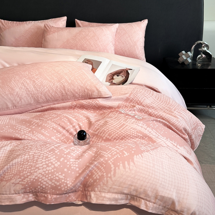 91家纺网 家纺一手货源 找家纺 新方向 2025春夏新款天丝数码印花四件套-凛风逸韵 凛风逸韵粉玉