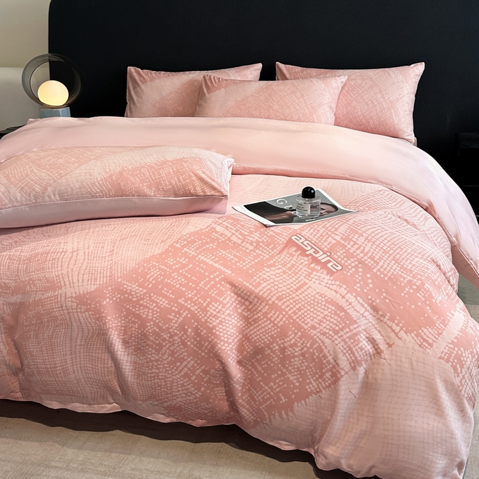 91家纺网 家纺一手货源 找家纺 新方向 2025春夏新款天丝数码印花四件套-凛风逸韵 凛风逸韵粉玉