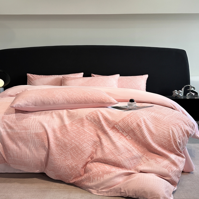 91家纺网 家纺一手货源 找家纺 新方向 2025春夏新款天丝数码印花四件套-凛风逸韵 凛风逸韵粉玉