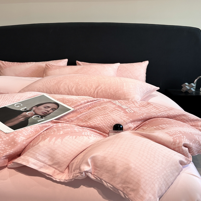 91家纺网 家纺一手货源 找家纺 新方向 2025春夏新款天丝数码印花四件套-凛风逸韵 凛风逸韵粉玉