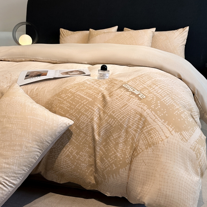 91家纺网 家纺一手货源 找家纺 新方向 2025春夏新款天丝数码印花四件套-凛风逸韵 凛风逸韵香槟