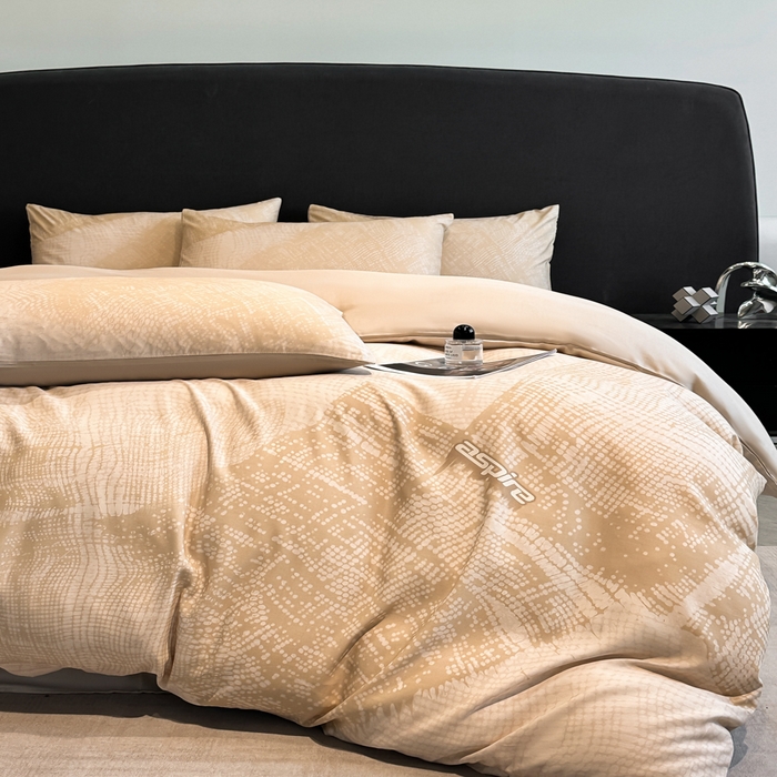 91家纺网 家纺一手货源 找家纺 新方向 2025春夏新款天丝数码印花四件套-凛风逸韵 凛风逸韵香槟