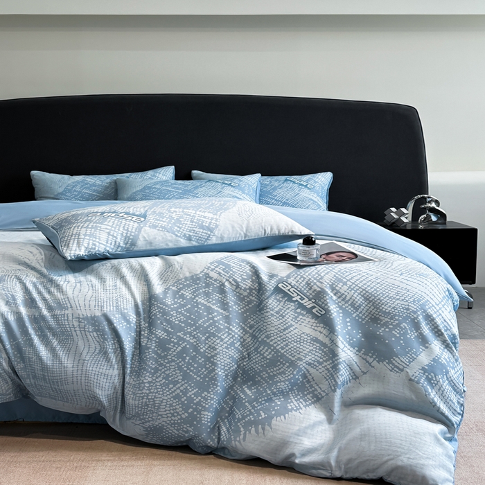 91家纺网 家纺一手货源 找家纺 新方向 2025春夏新款天丝数码印花四件套-凛风逸韵 凛风逸韵以太蓝