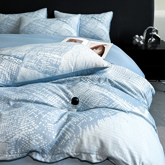 91家纺网 家纺一手货源 找家纺 新方向 2025春夏新款天丝数码印花四件套-凛风逸韵 凛风逸韵以太蓝