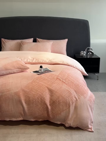 91家纺网 家纺一手货源 找家纺 新方向 2025春夏新款天丝数码印花四件套-凛风逸韵 凛风逸韵粉玉