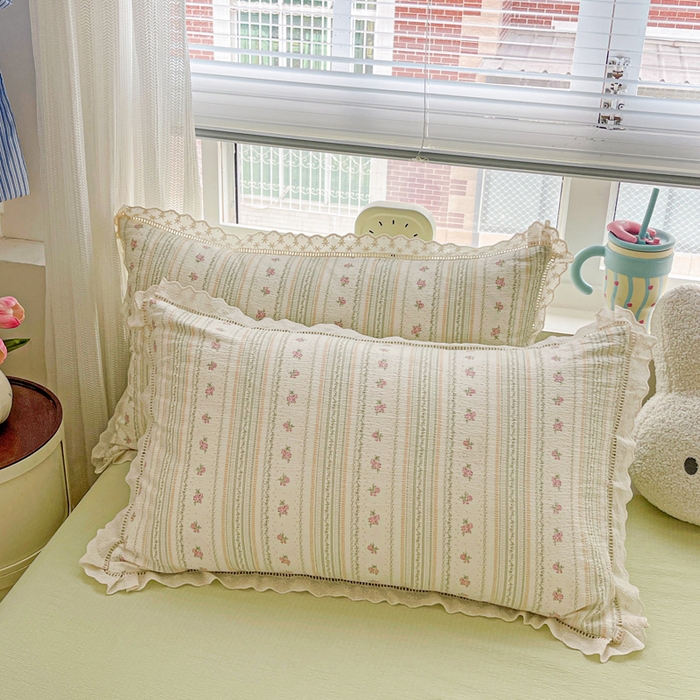 91家纺网 家纺一手货源 找家纺 2025新款云感皱皱纱全棉花边款夏被四件套