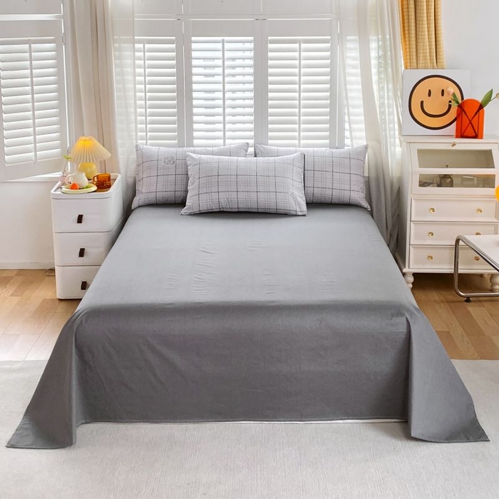 91家纺网 家纺一手货源 找家纺 洺兰2025年13070全棉喷气印花纯棉床单小清新花卉北欧风单床单