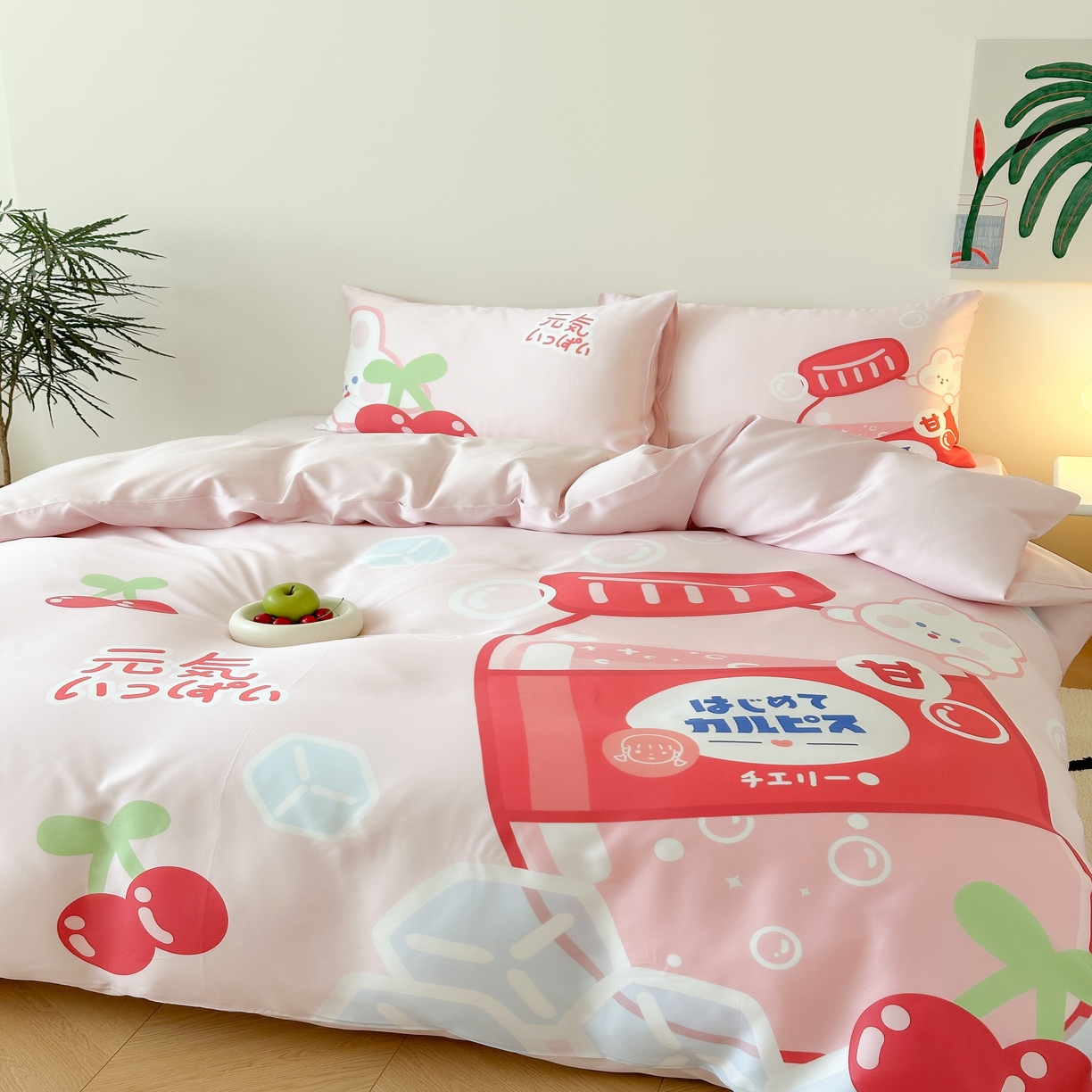 91家纺网 家纺一手货源 找家纺 （总）西西家居 2025春夏新款数码兰精天丝套件元气樱桃