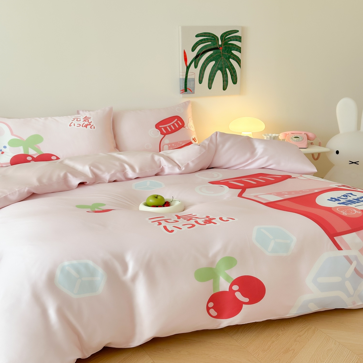 91家纺网 家纺一手货源 找家纺 （总）西西家居 2025春夏新款数码兰精天丝套件元气樱桃