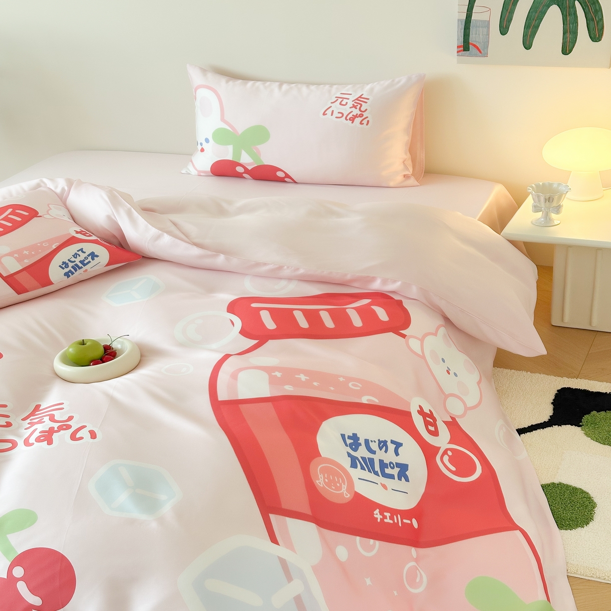 91家纺网 家纺一手货源 找家纺 （总）西西家居 2025春夏新款数码兰精天丝套件元气樱桃