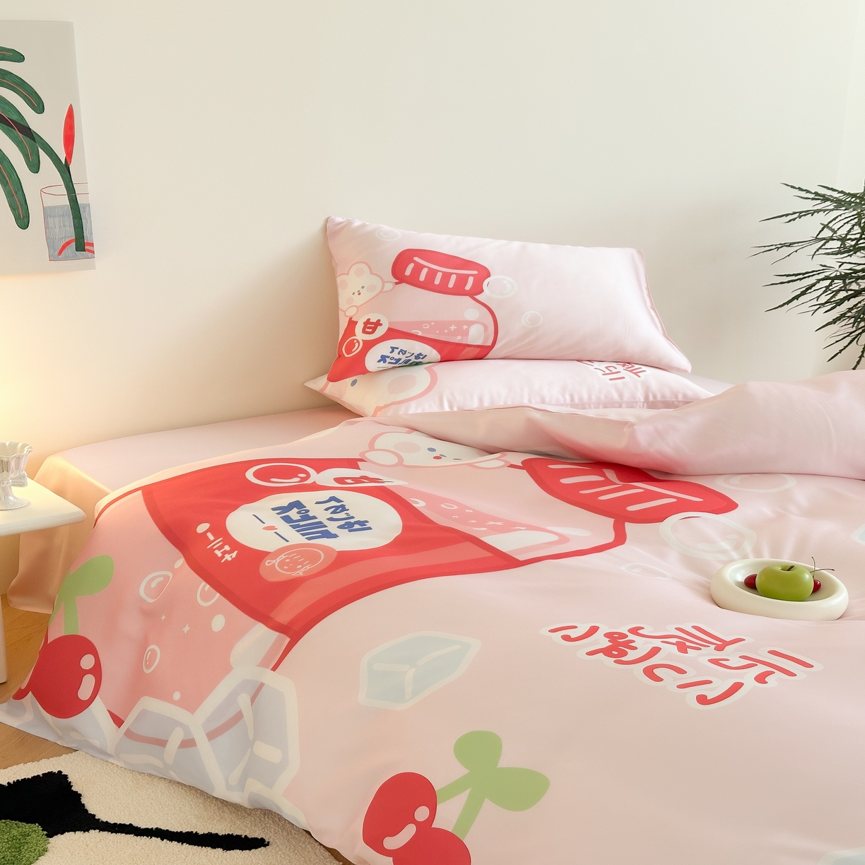 91家纺网 家纺一手货源 找家纺 （总）西西家居 2025春夏新款数码兰精天丝套件元气樱桃