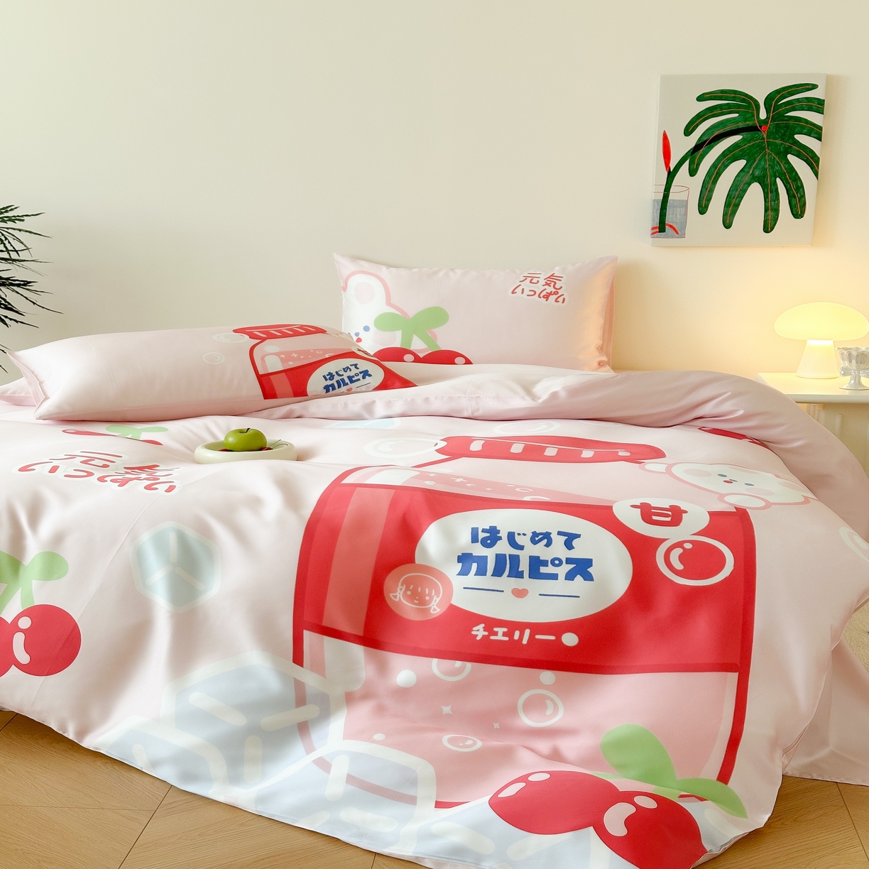 91家纺网 家纺一手货源 找家纺 （总）西西家居 2025春夏新款数码兰精天丝套件元气樱桃