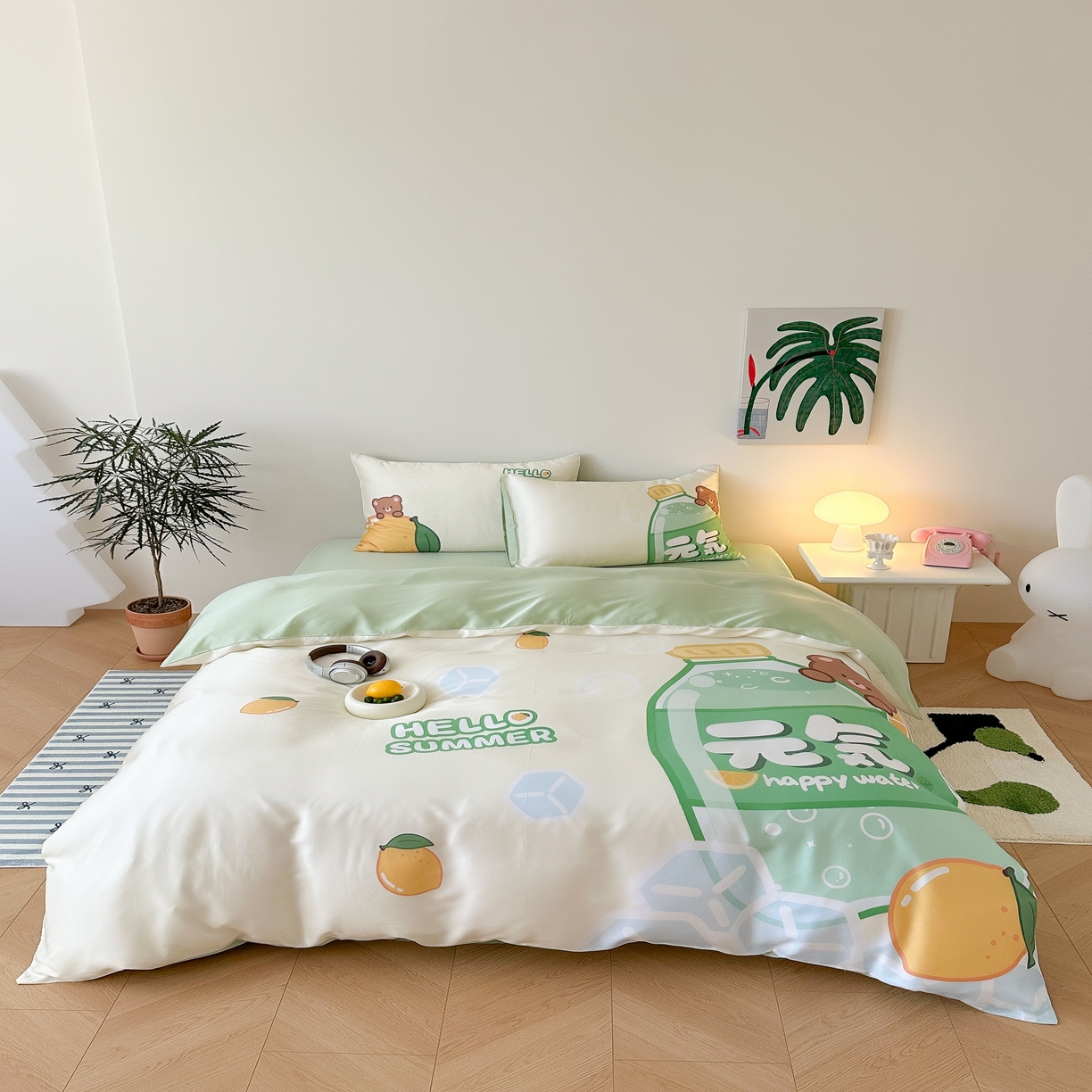 （总）西西家居 2025春夏新款数码兰精天丝套件元气柠檬