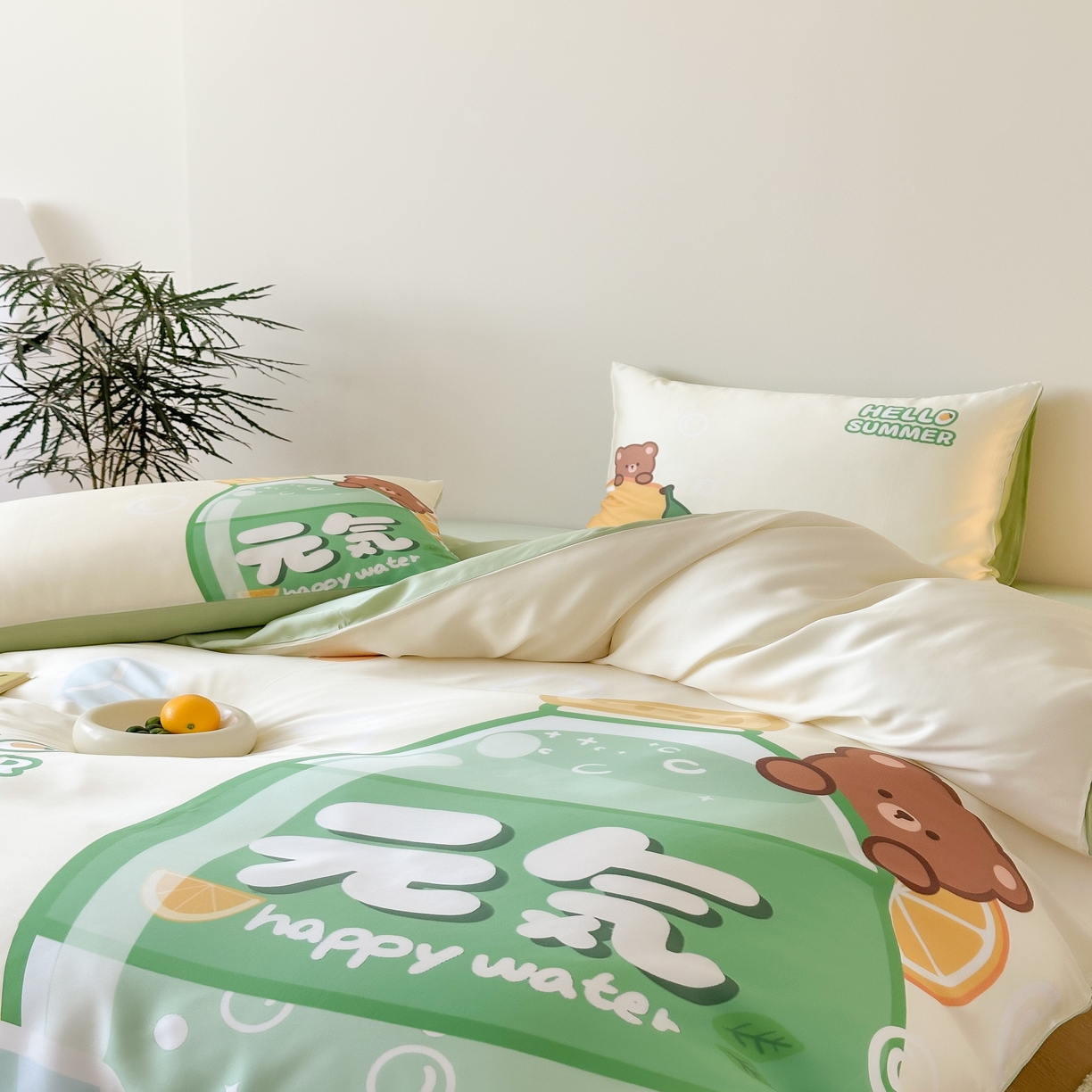 91家纺网 家纺一手货源 找家纺 （总）西西家居 2025春夏新款数码兰精天丝套件元气柠檬