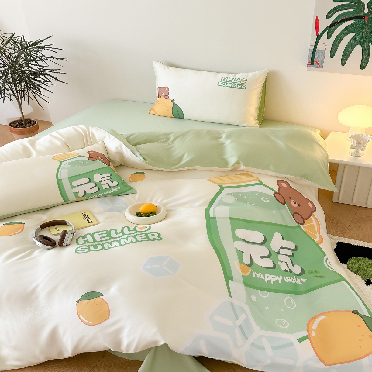 91家纺网 家纺一手货源 找家纺 （总）西西家居 2025春夏新款数码兰精天丝套件元气柠檬