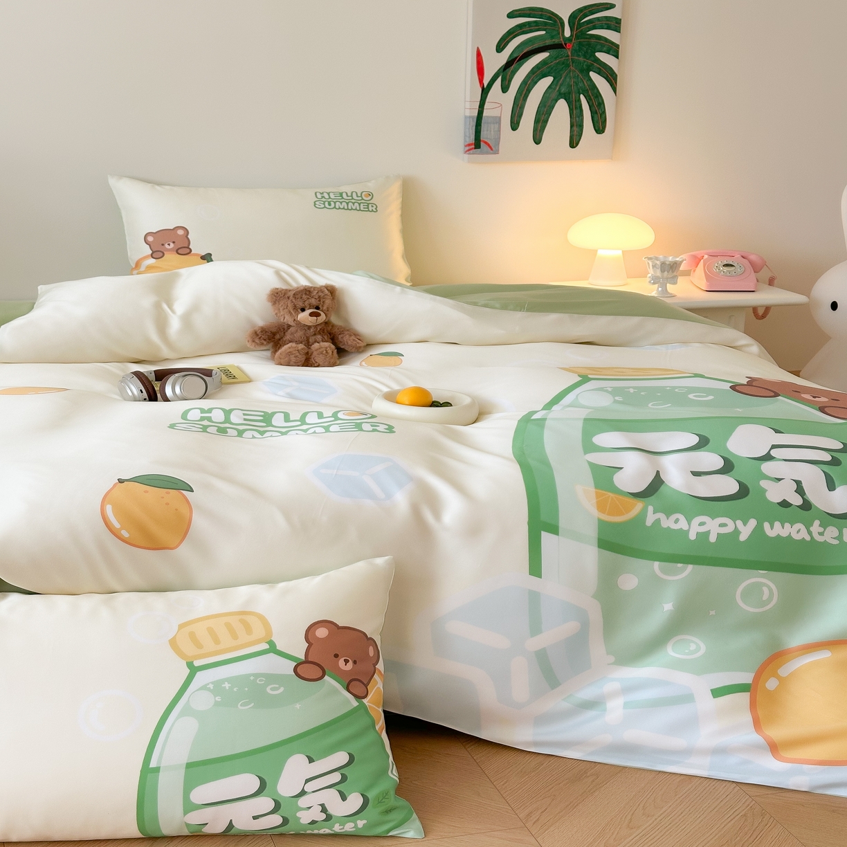 91家纺网 家纺一手货源 找家纺 （总）西西家居 2025春夏新款数码兰精天丝套件元气柠檬