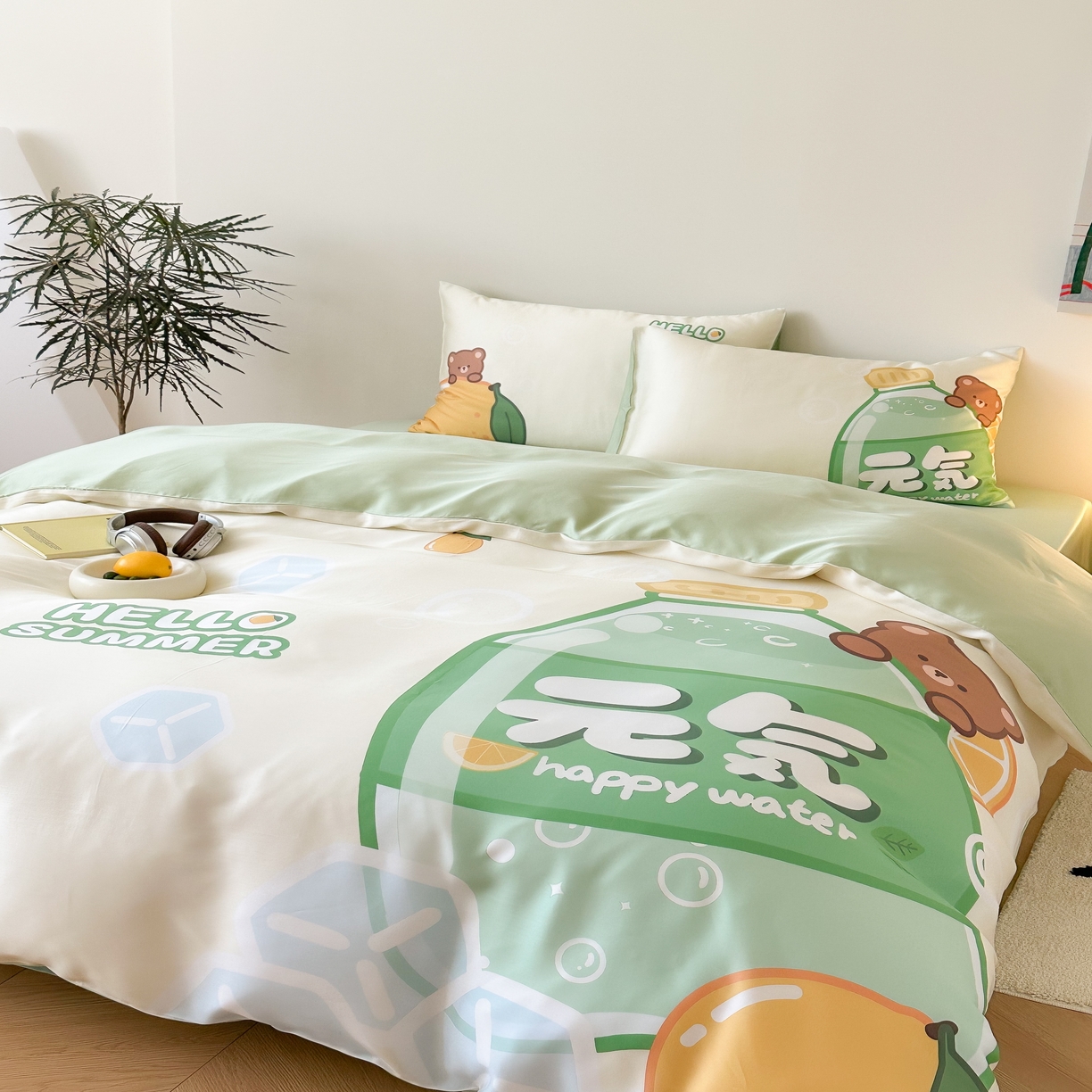 91家纺网 家纺一手货源 找家纺 （总）西西家居 2025春夏新款数码兰精天丝套件元气柠檬