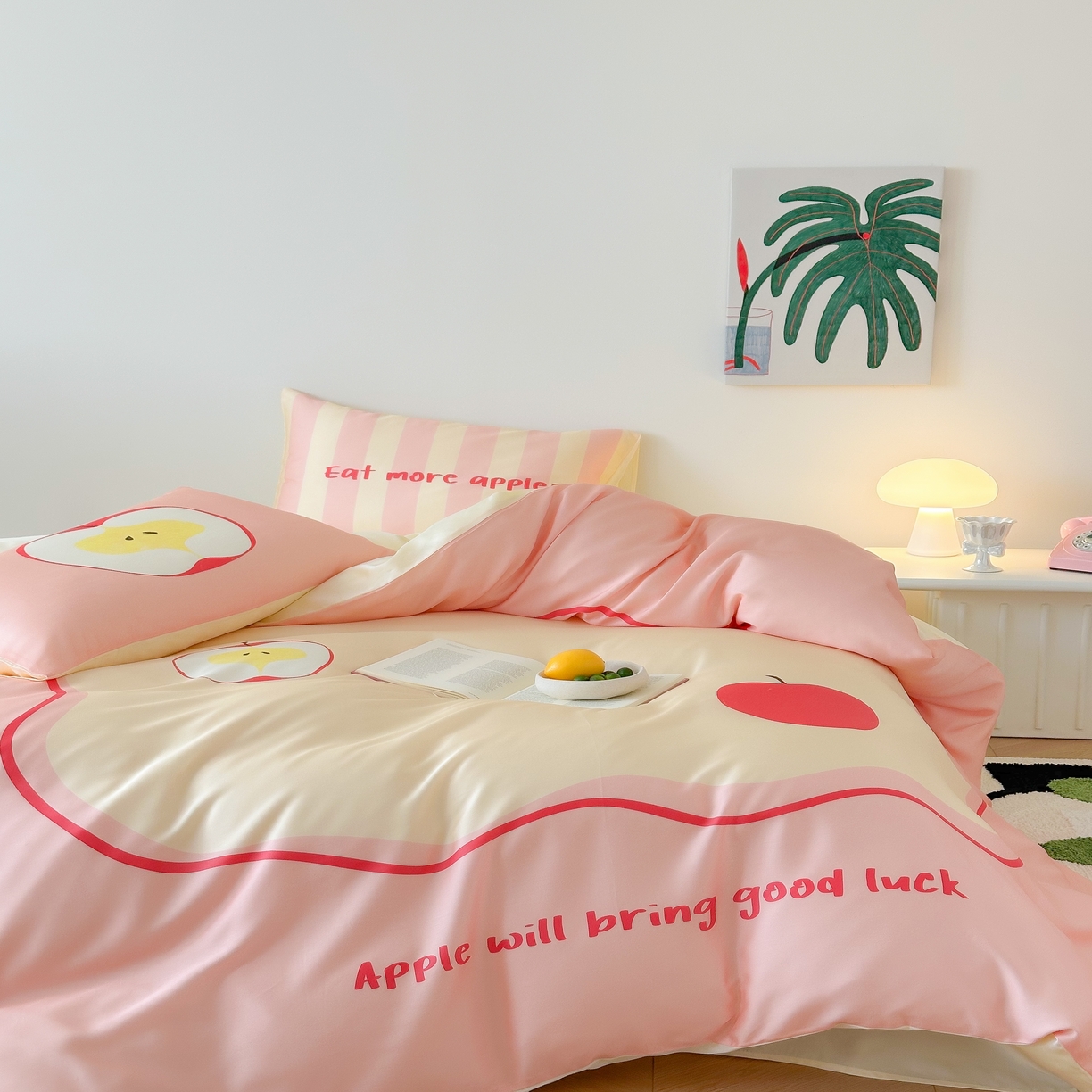 91家纺网 家纺一手货源 找家纺 （总）西西家居 2025春夏新款数码兰精天丝套件好运苹果