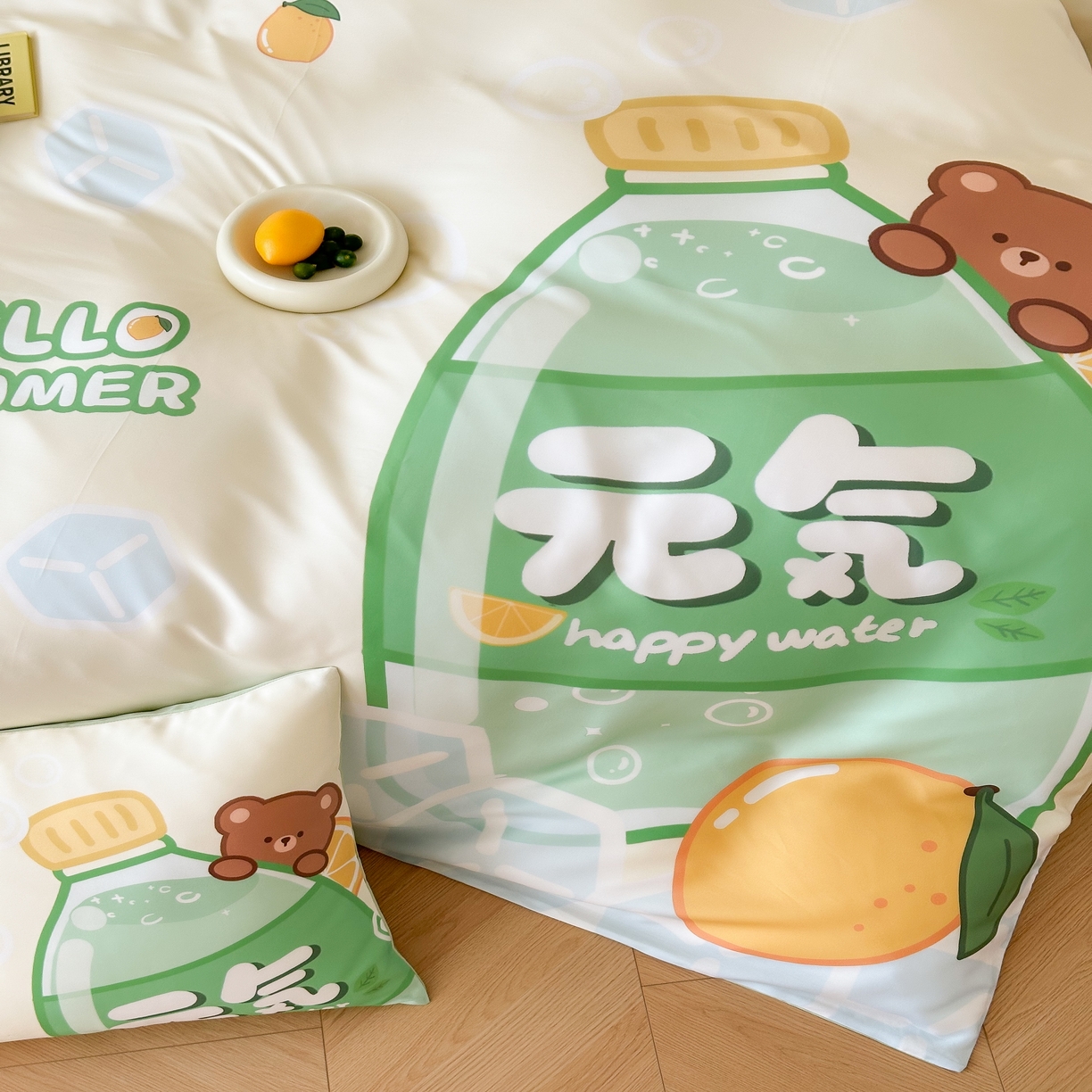 91家纺网 家纺一手货源 找家纺 （总）西西家居 2025春夏新款数码兰精天丝套件元气柠檬