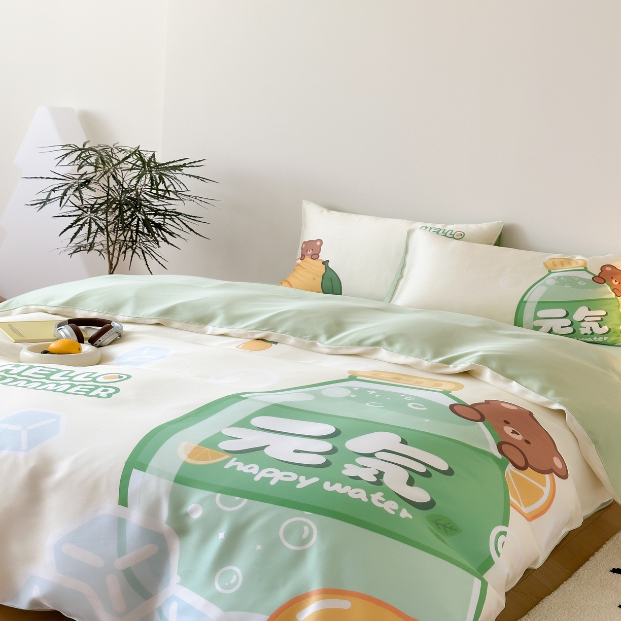 91家纺网 家纺一手货源 找家纺 （总）西西家居 2025春夏新款数码兰精天丝套件元气柠檬