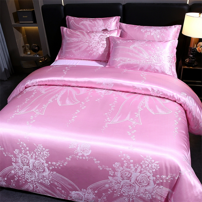 91家纺网 家纺一手货源 找家纺 七夜居 2026新款直播爆款欧式轻奢贡缎提花磨毛四件套 公主的婚礼