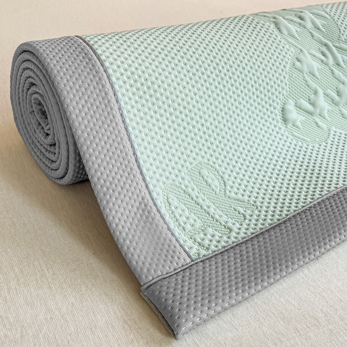 91家纺网 家纺一手货源 找家纺 耐思2025a类冰豆豆提花凉席学生款潮牌熊系列 潮牌態-抹茶绿