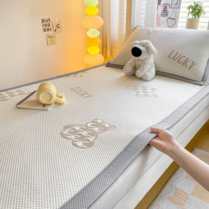 耐思2025a类冰豆豆提花凉席学生款潮牌熊系列 潮牌態-浅棕