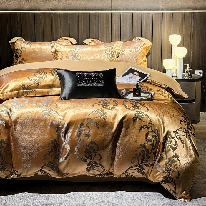 91家纺网 家纺一手货源 找家纺 七夜居 2025新款直播爆款欧式轻奢贡缎提花磨毛四件套 凯瑟琳