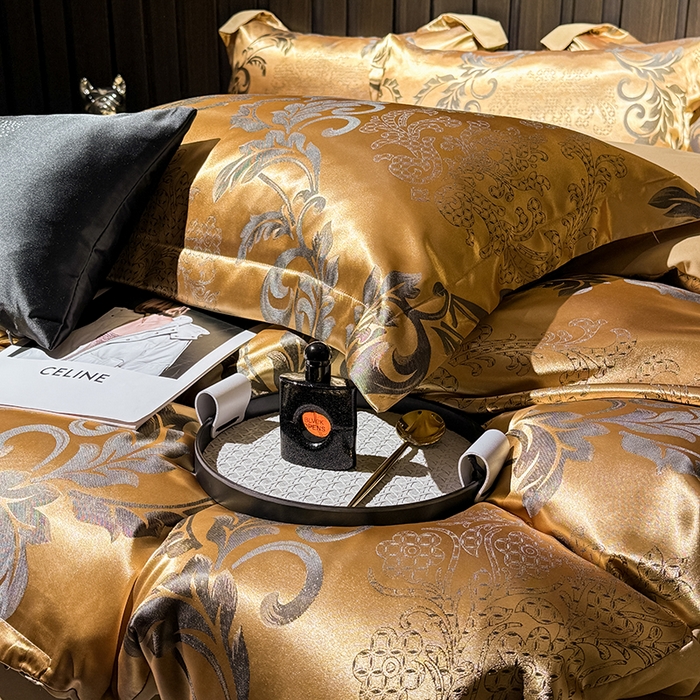 91家纺网 家纺一手货源 找家纺 七夜居 2025新款直播爆款欧式轻奢贡缎提花磨毛四件套 凯瑟琳