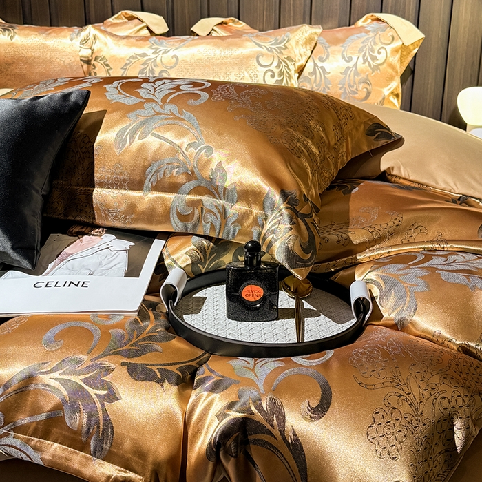 91家纺网 家纺一手货源 找家纺 七夜居 2025新款直播爆款欧式轻奢贡缎提花磨毛四件套 凯瑟琳