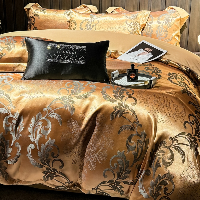 91家纺网 家纺一手货源 找家纺 七夜居 2025新款直播爆款欧式轻奢贡缎提花磨毛四件套 凯瑟琳