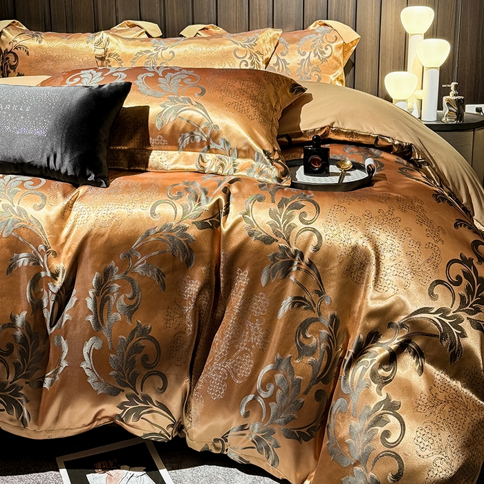 91家纺网 家纺一手货源 找家纺 七夜居 2025新款直播爆款欧式轻奢贡缎提花磨毛四件套 凯瑟琳